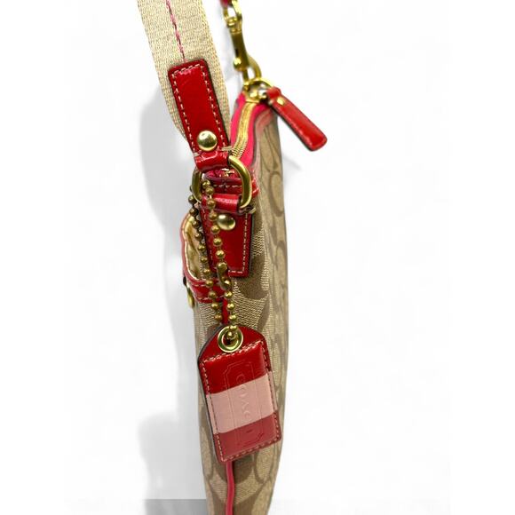 Coach Signature 2007 Pink Stripe Swingpack Crossbody Bag - Picture 11 of 16